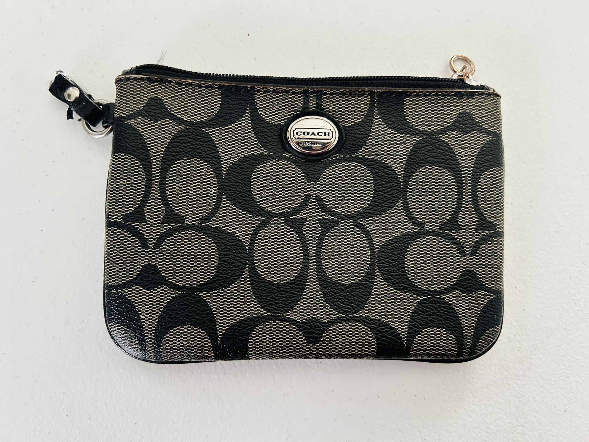 Coach Black Wristlet, signature leather