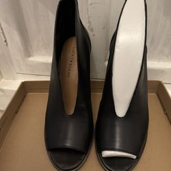 Lucky Brand  Black Leather peep toe boots