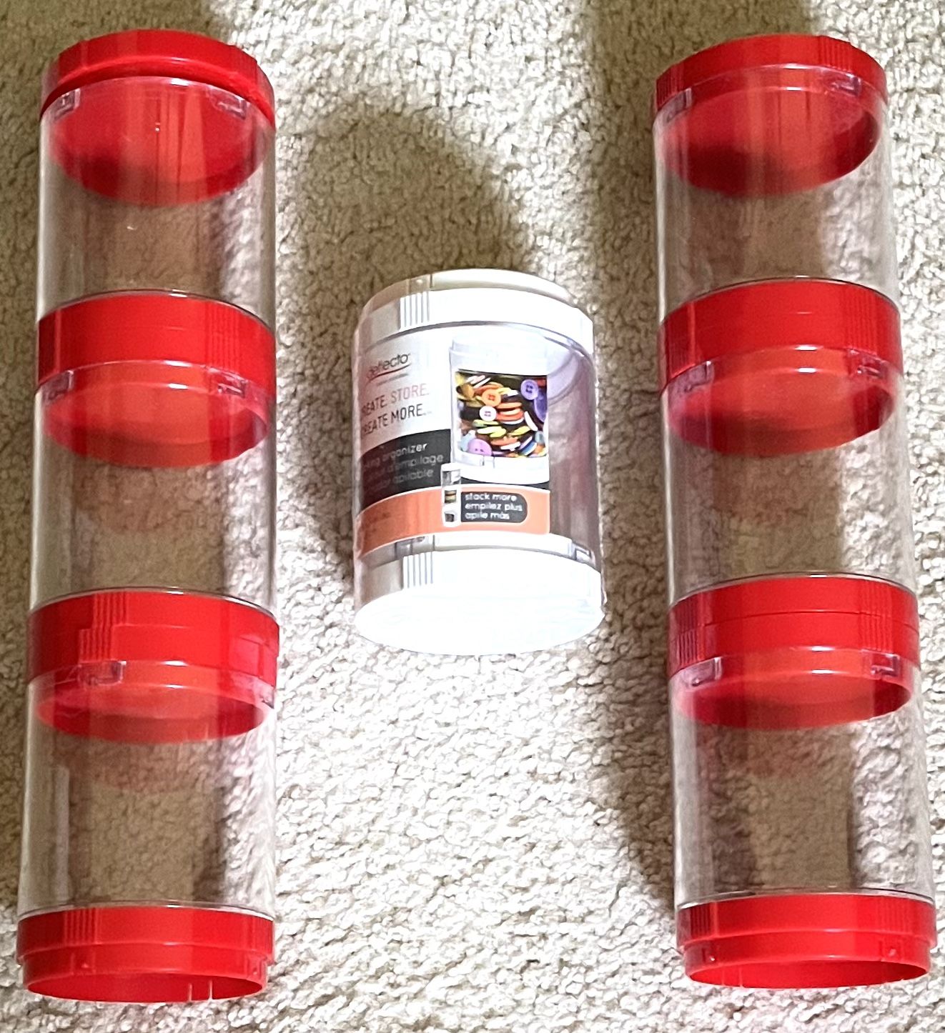 7 Stacking Stackable Storage Container Organizers, For Hobby Crafts, Buttons, Coins, Nuts, Bolts,