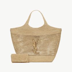 YSL Icare Beach Bag in Raffia 