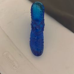 Fenton Hobnail Blue Slipper