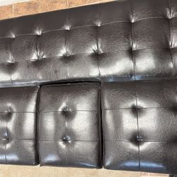 Brown Faux Leather Futon