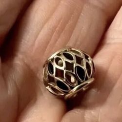 Pandora 14K Gold Royal Victorian Openworks Black Enamel