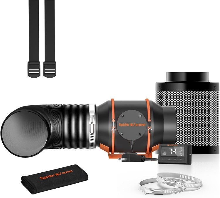 Spiderfarmer 6-in Digital Inline Fan With Humidity Control