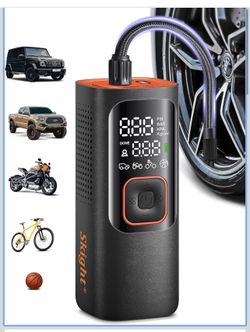 Skight Tire Inflator Portable Air Compressor - Powerful 160PSI & 2X Faster, Accurate Pressure LCD Display, Cordless Easy Operation - Portable Air Pump