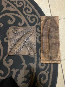 Wooden art 2pc leaf style