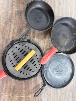 Cast Iron Skillets and griddle press set