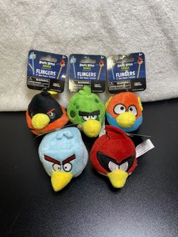5 Angry Birds plush pencil pen toppers - mini stuffed animals