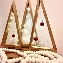 **Handcrafted Wooden Christmas Tree Decorations**