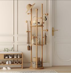 Freestanding spinning coat, purses and hat rack
