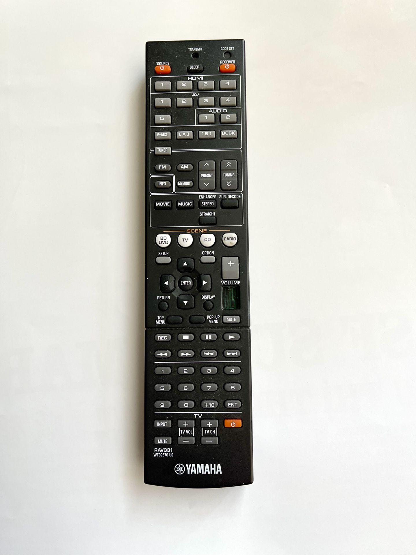 YAMAHA RECEIVER AUDIO /VIDEO REMOTE CONTROL 
