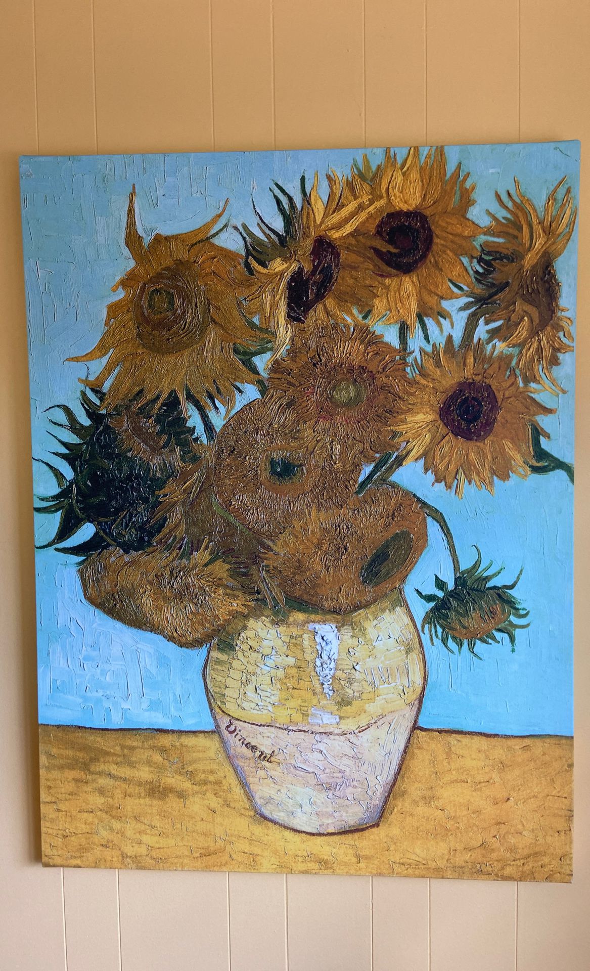 3 foot x 4 foot Vincent Van Gogh stretch canvas sunflowers print