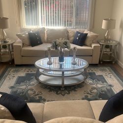 Living room set two loveseats coffee and two in tables and one arm chair and one armchair