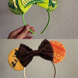 LSHDXD Halloween & Christmas Hairband, Hand-made Headband with Adjustable Mouse Ears, Glitter Sequin