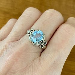 Kabana Sterling Silver and Sky Blue Topaz Ring size 9