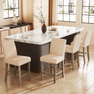 Set Of 2pcs  Rustic Linen Upholstered Dining Side Bar Chair (Wood Frame)