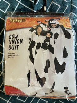 Spirit Adult Unisex Halloween Costume Funny Cute Animal Cow Jumpsuit 1 SIZE / FIts L / XL Adult