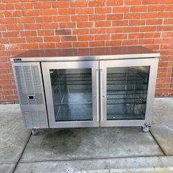 Perlick BBS60-SG-L-STK 60" Bar Refrigerator - 2 Swinging Glass Doors, Stainless, 120v