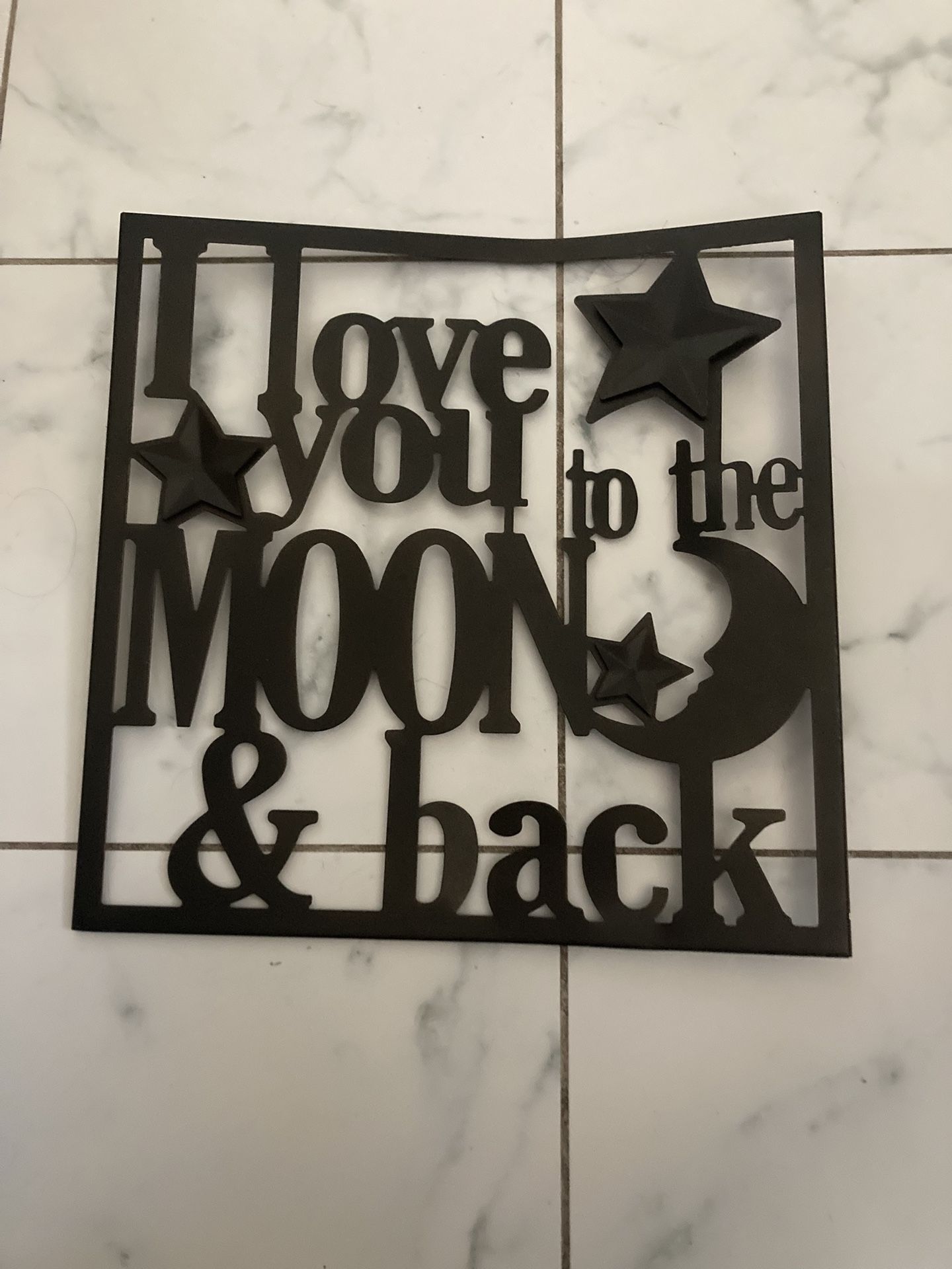 I Love You To The Moon & Back Metal Hanging Sign 