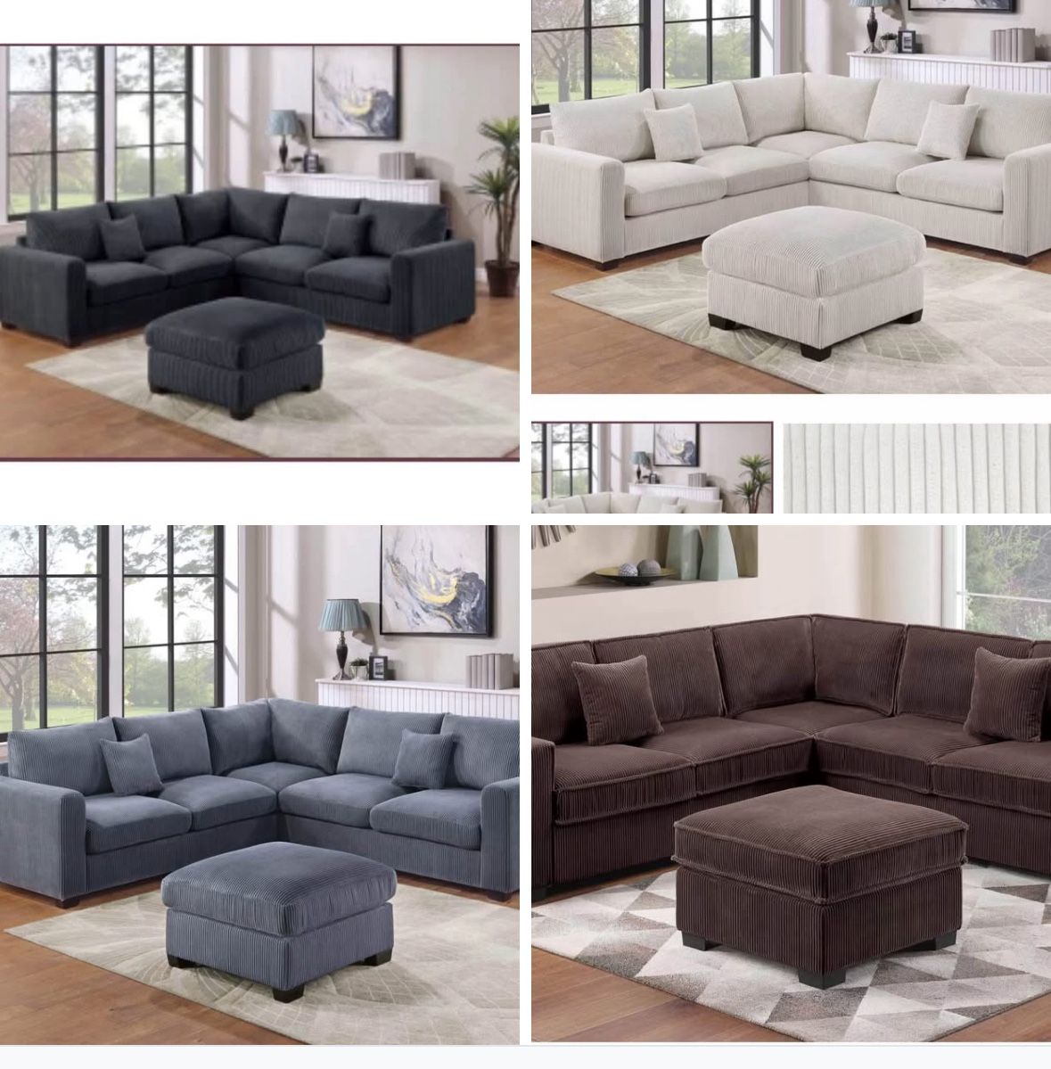 Sectional With Ottoman Set 99”x99”