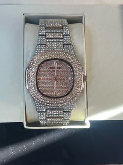 Iced Out Crystal-Encrusted Men's Watch