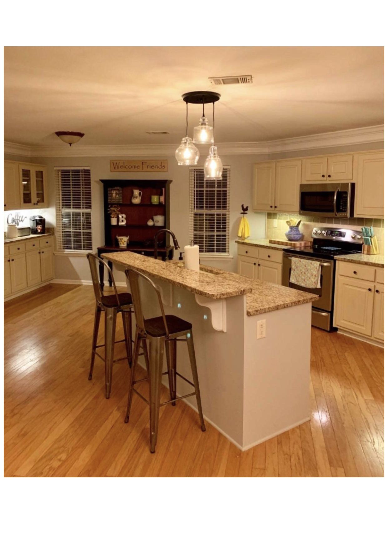 CLAXY Ecopower Vintage Kitchen Linear Island Glass Chandelier