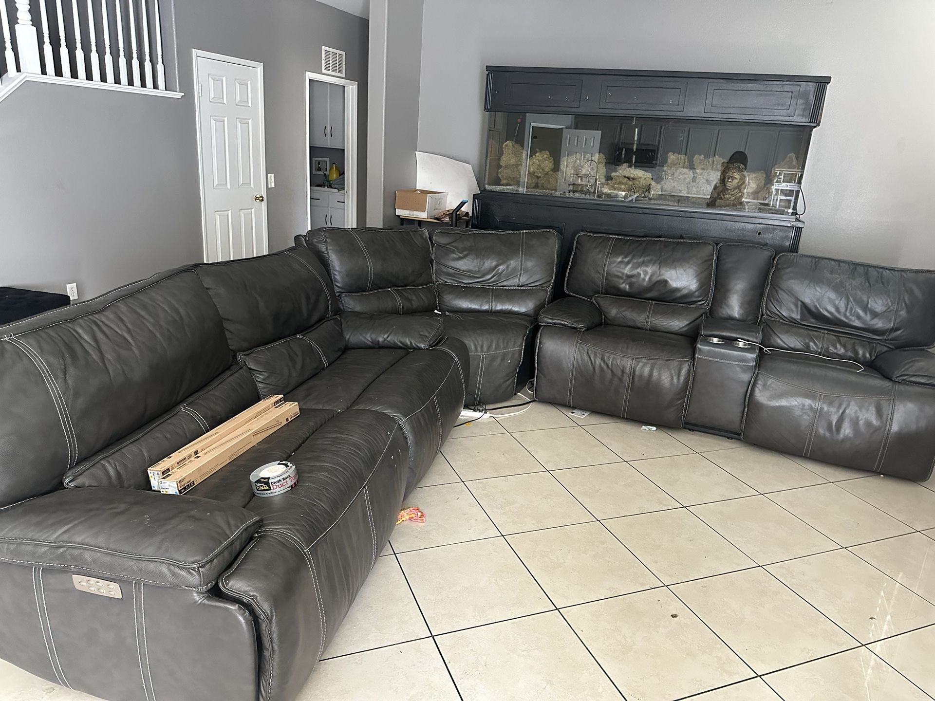 Black Leather Couch Set