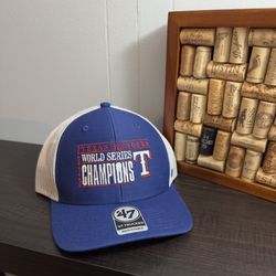 47 Brand 2023 Texas Rangers World Series Champions Trucker Snapback Hat. New.
