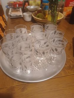 Vintage Libbey Frosted Glasses Silver Wheat