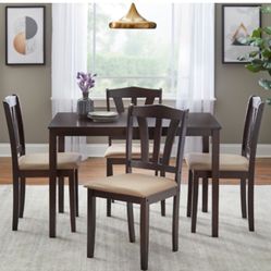 5 Piece Dining Set Wood Breakfast Furniture 4 Chairs 