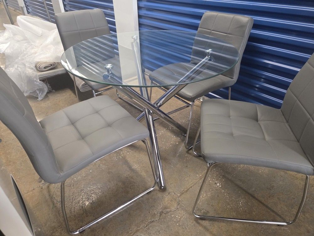 Glass Dining Table and 4 Chairs