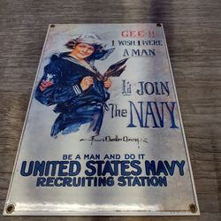 Porcelain Navy Sign