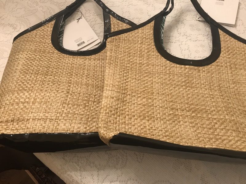 Two Beach Bags (straw and patent)