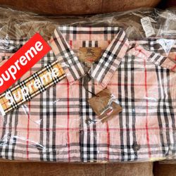 Supreme Burberry Denim Trucker Jacket PINK (Size L)