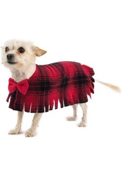 Pooch-O Fleece Red Plaid with Bow Dog Poncho, X-Small.
.
