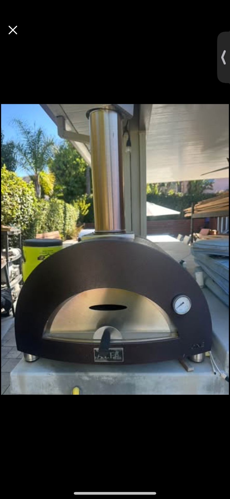 Premium Alfa ONE outdoor pizza oven by Alfa Forni (Made in Italy). Reaches over 900°F for true Neapolitan-style pizza in about 90 seconds. Beautiful b