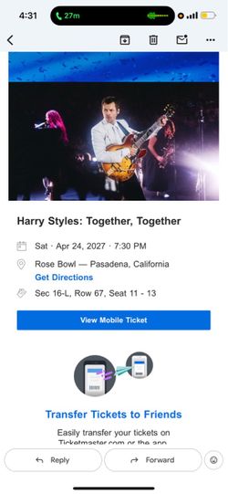Harry styles Tickets Rosebowl
