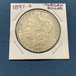 1897-S Morgan silver dollar, AU details