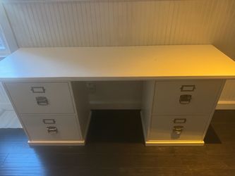 White desk - top & file cabinets separate