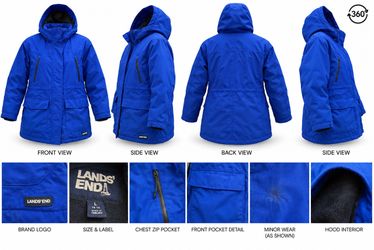 Lands’ End Royal Blue Hooded Winter Coat – Size L (14–16)