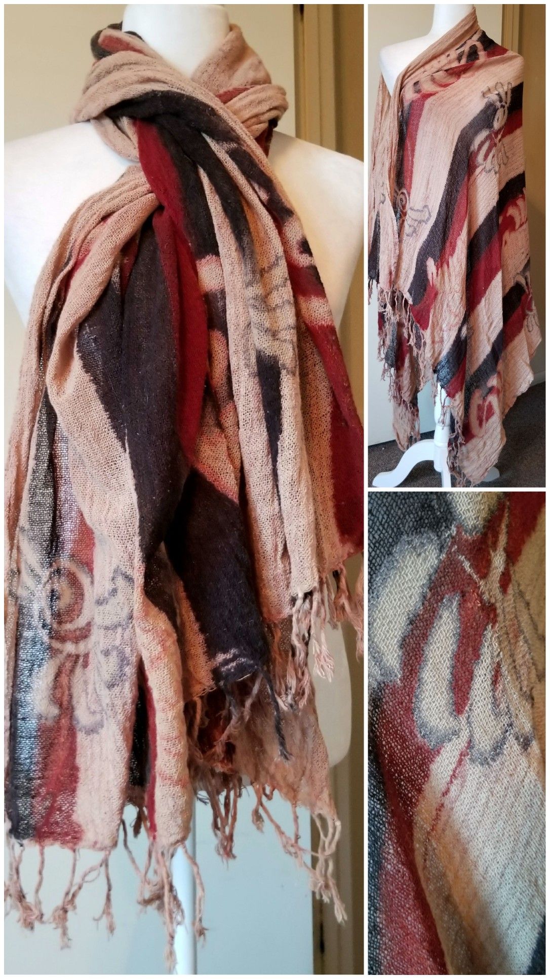 Blanket size scarf throws