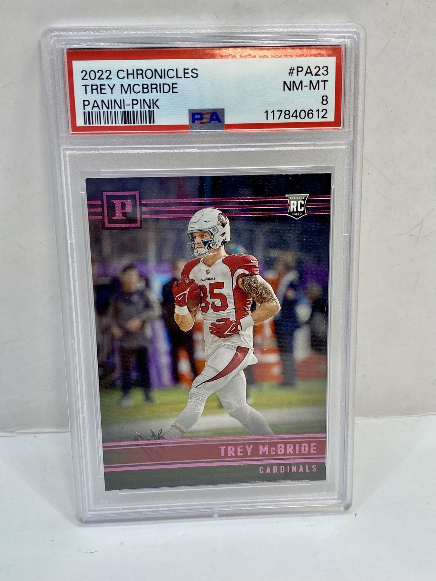 Trey McBride Rookie 2022 Panini Chronicles #PA-23 Pink TE Arizona Cardinals PSA8