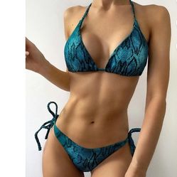 Women Two Piece Swimsuit Sexy Swimwear Halter String Triangle Bikini Size L
