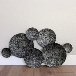 39x22 Large Pewter Metal Circle Wall Decor Indoor Outdoor Metal Wall Art