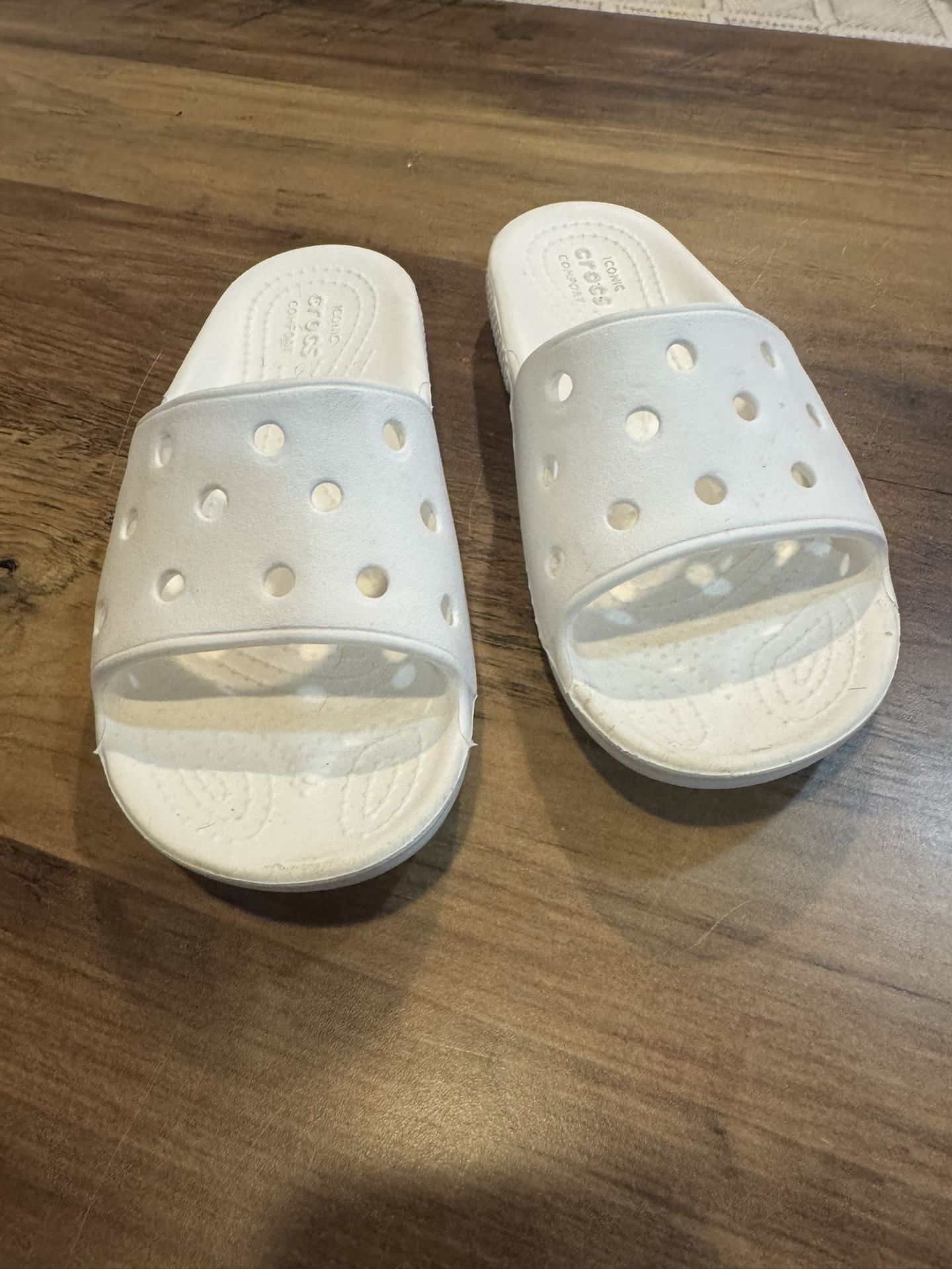 Little Kids White Croc Slides- Size 13