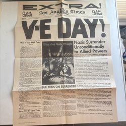 1945 V-e Day Newspaper Poster 