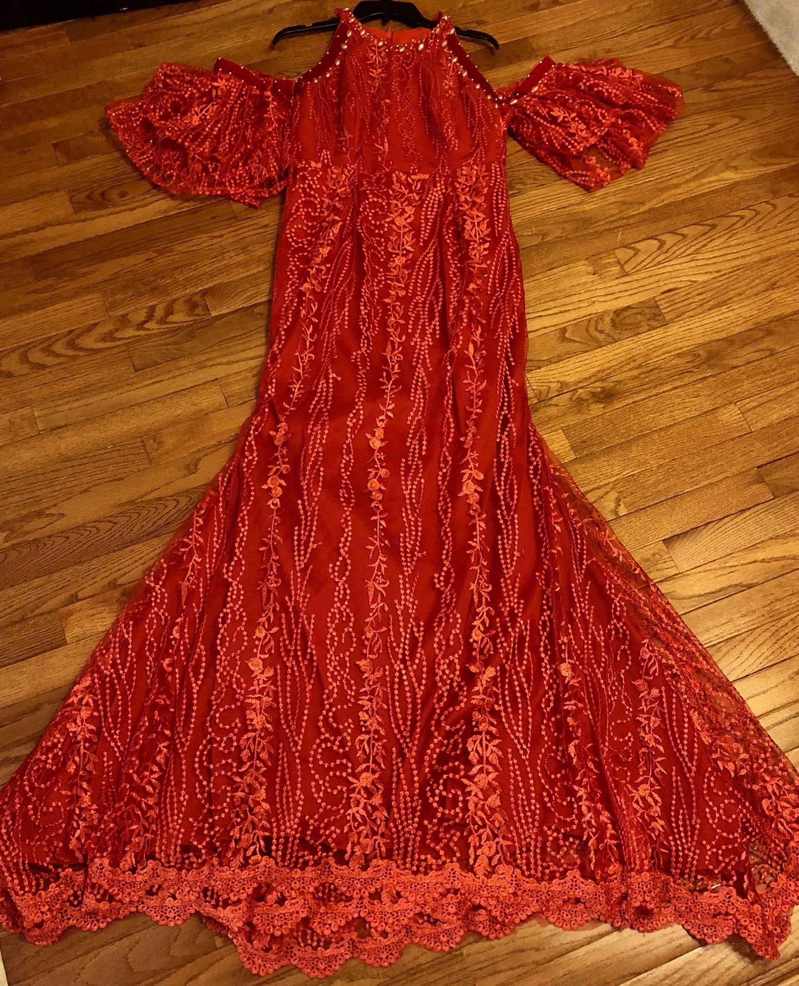 Red Lace Mermaid Gown