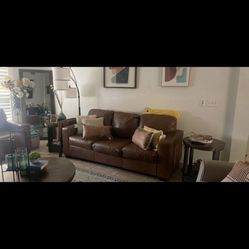 American furniture leather couch and love seat. Will d