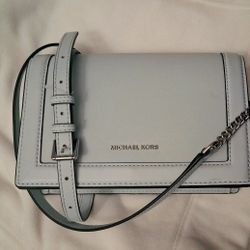 NWT Michael Kors Jet Set Leather Flap Crossbody Bag – Light Blue