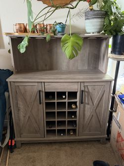 Bar Cabinet- Home Source (brand), Grey Wash (color)